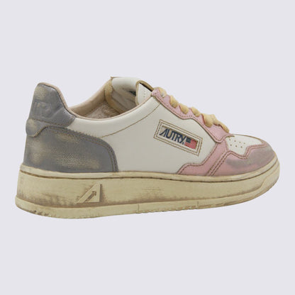 Autry White And Grey Sup Vint Low Metal Sneakers