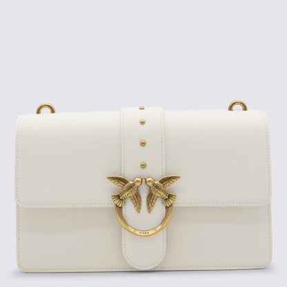 Pinko White Leather Love Crossbody Bag