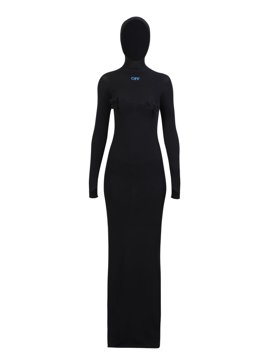 Off-White High-Neck Long Dress