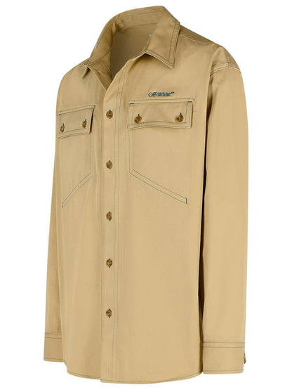 Off-White 'Over' Beige Cotton Shirt