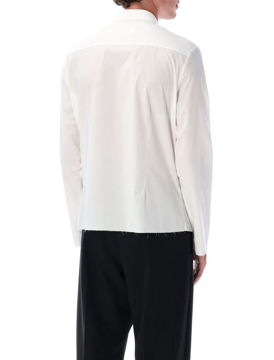 MM6 Maison Margiela White Cotton Shirt With Raw Hem