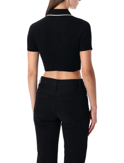 Amiri Black Cropped Knit Polo Shirt