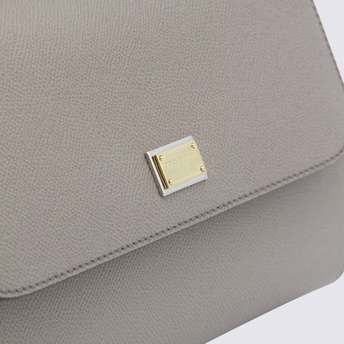 Dolce & Gabbana Grey Leather Sicily Big Top Handle Bag