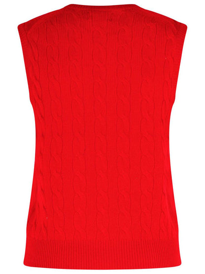 Polo Ralph Lauren Red Wool And Cashmere Vest