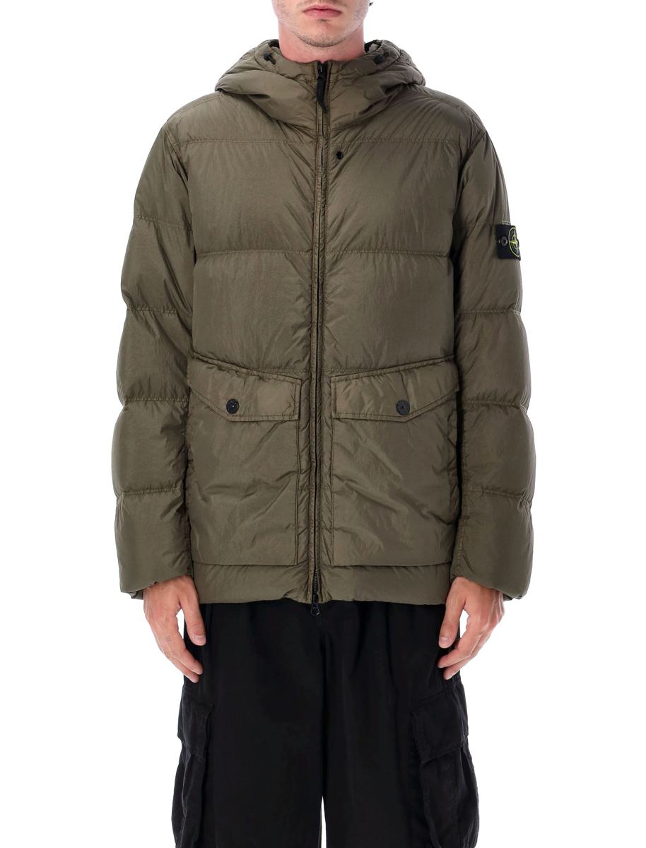 Stone Island Garment Dyed Crinckle Hooded Down Jacket
