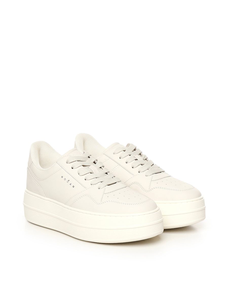 Hogan Light Beige Calf Leather Sneakers