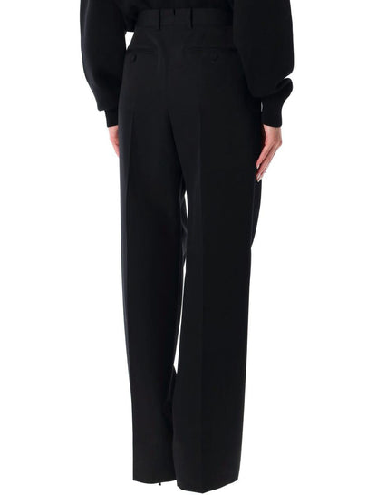 Tom Ford Black Wool Tailored Wide-Leg Trousers
