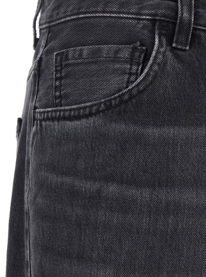 Black Jeans With Front Pleats And Logo Patch On The Back In Cotton Woman