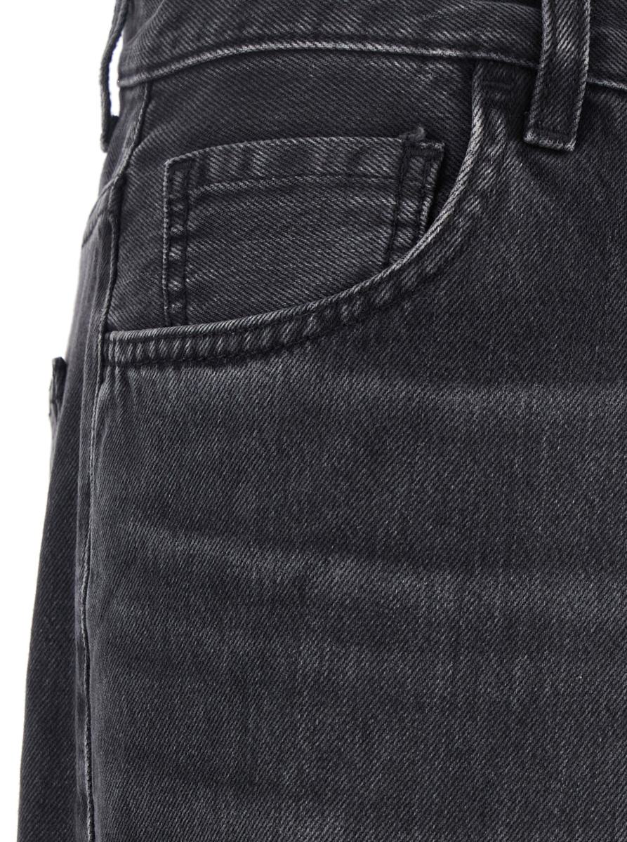 Black Jeans With Front Pleats And Logo Patch On The Back In Cotton Woman