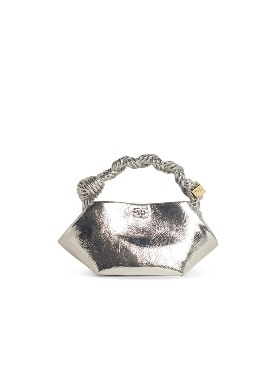 Ganni 'Bou' Mini Bag In Silver Leather Blend