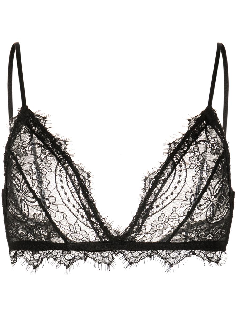 Anine Bing Lace Bra With Trim  Black
