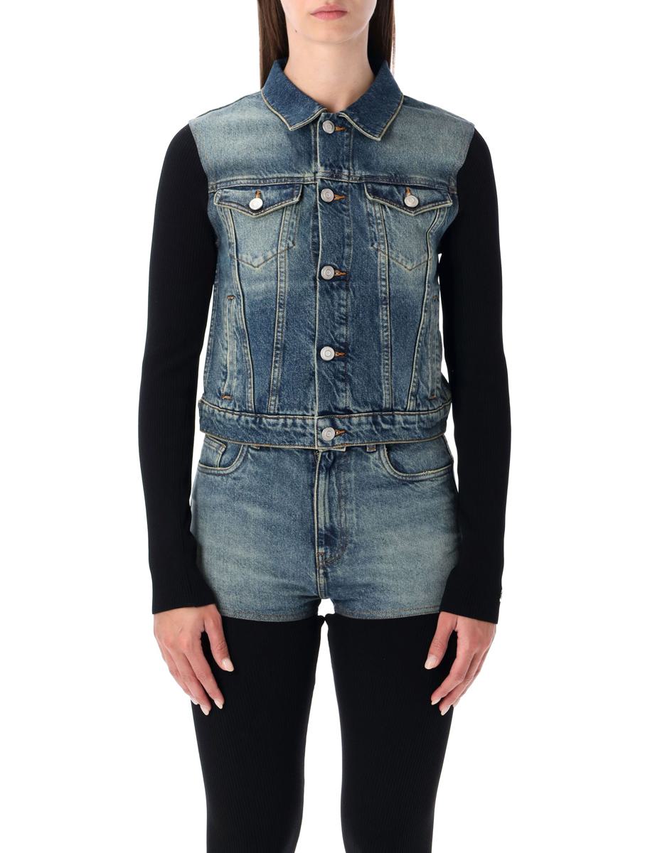 Coperni Hybrid Rib Knit And Denim Trompe-L'Œil Jacket