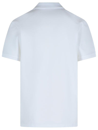 Moncler White Cotton Polo Shirt In White 'Piquet' Cotton