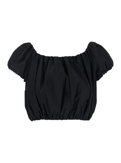 'Whitely' Black Top With Balloon Design In Cotton Blend Woman