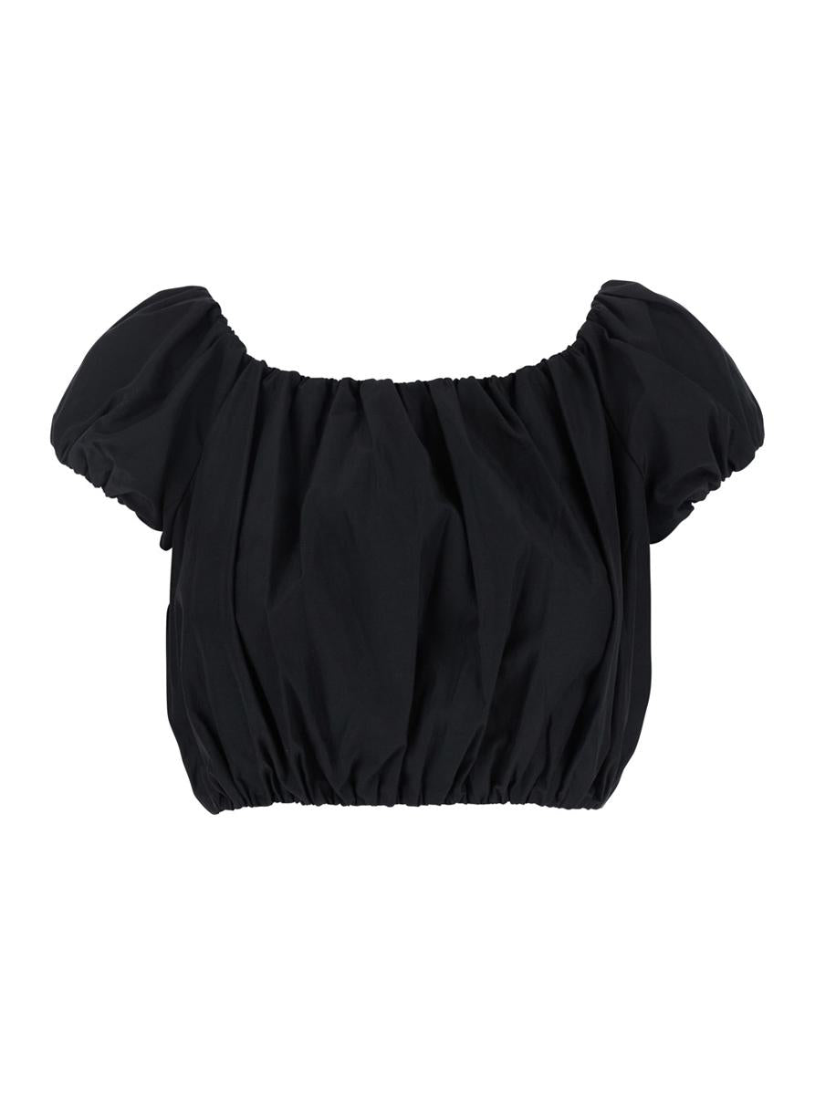 'Whitely' Black Top With Balloon Design In Cotton Blend Woman