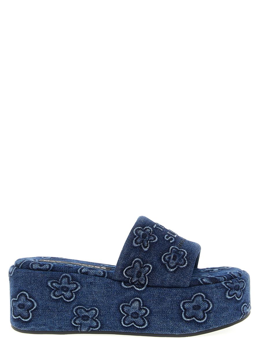 Marc Jacobs 'The Puffy Daisy Denim Platform Sandal' Slides