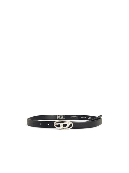 Diesel 'B-1Dr Strass 20' Black Leather Belt