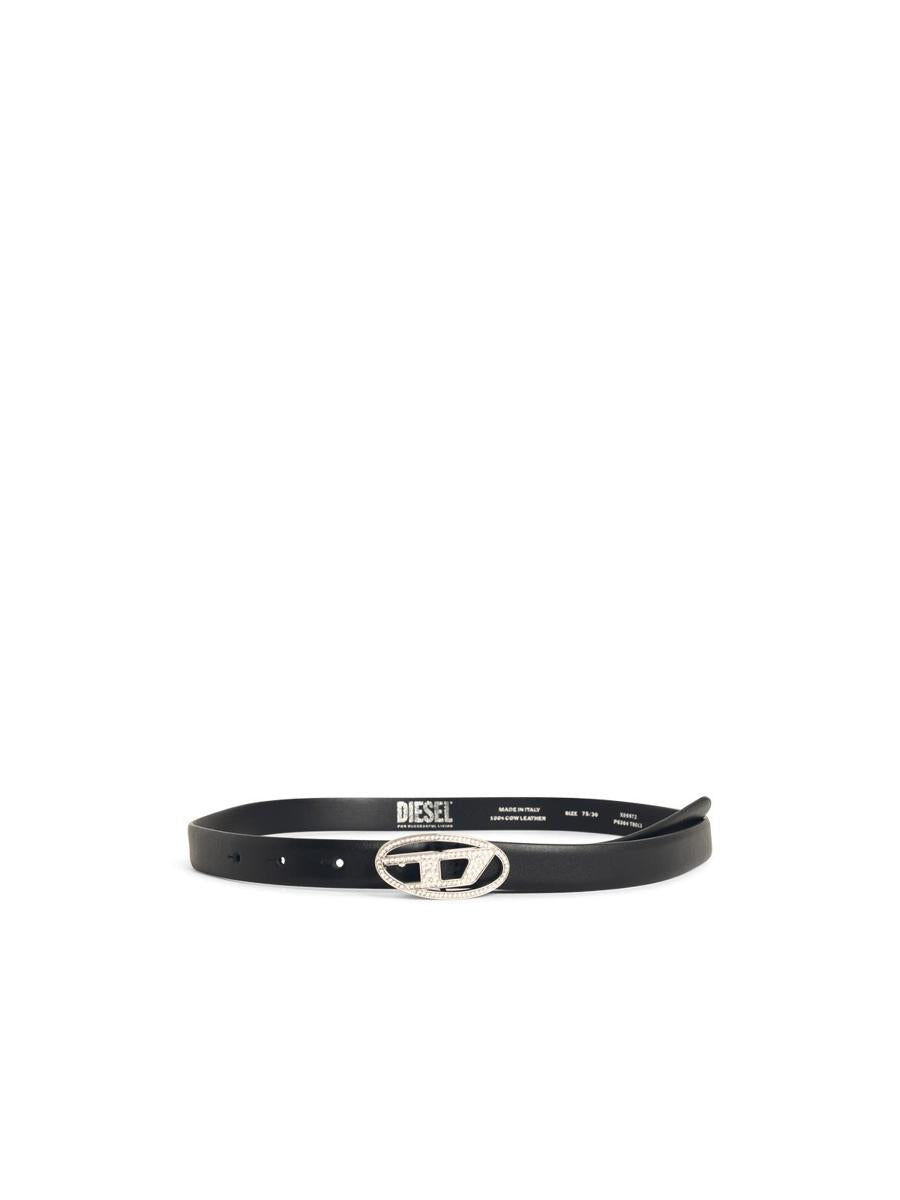 Diesel 'B-1Dr Strass 20' Black Leather Belt