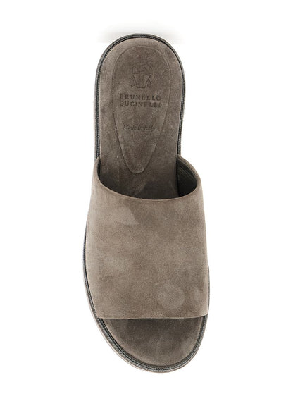 Brown Wedges With Almond Toe In Suede Woman
