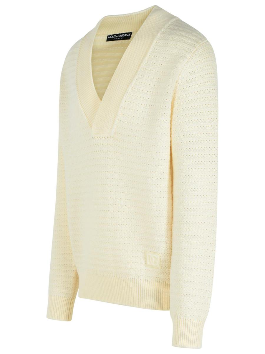Dolce & Gabbana White Virgin Wool Sweater