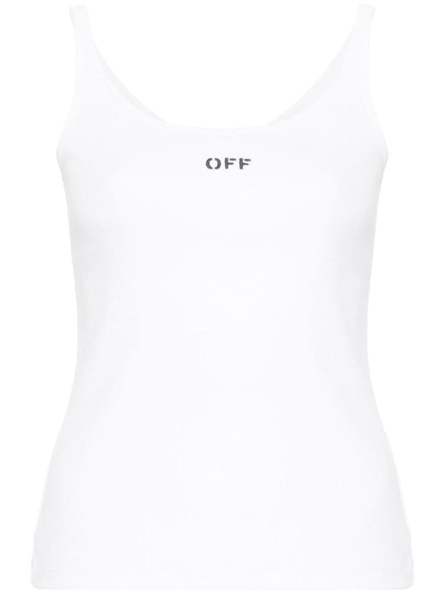 Off-White Off Stamp Rib Tank Top White Black