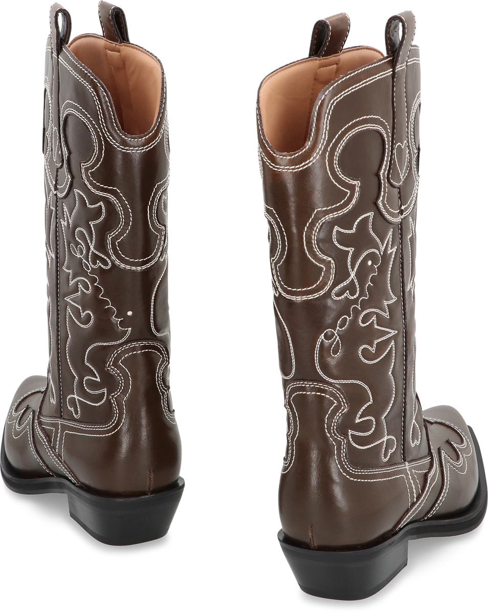 Ganni Leather Ankle Boots