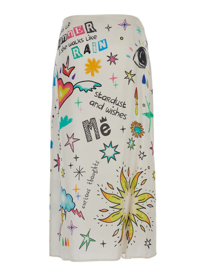 'Amber' Multicolor Wrap Skirt With All-Over Print In Viscose Woman
