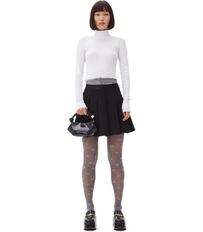 Ganni Black Pleated Mini Skirt