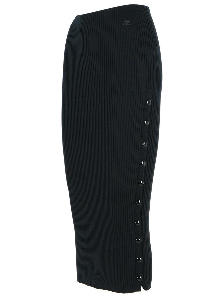 Courrèges Black Merino Wool Blend Skirt