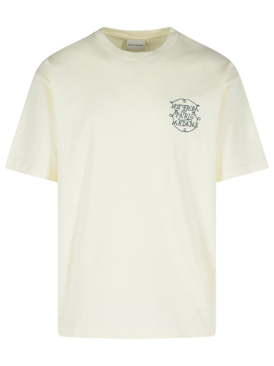 Drôle De Monsieur Cream Cotton T-Shirt