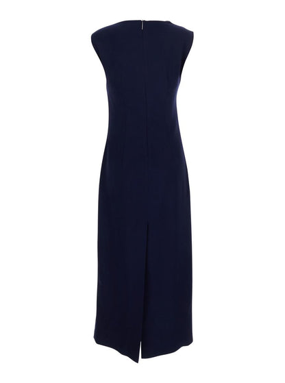 Blue Dress With Ruches Details In Viscose Blend Woman