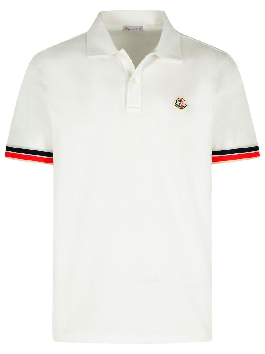 Moncler White Cotton Polo Shirt