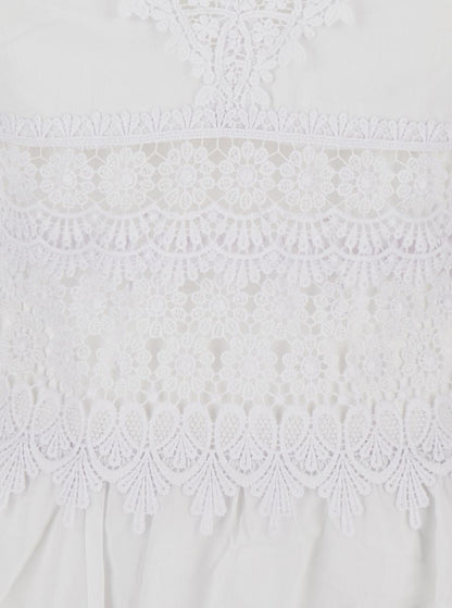 'Marilyn' White Dress With Crossed Straps And Lace Details In Cotton Woman