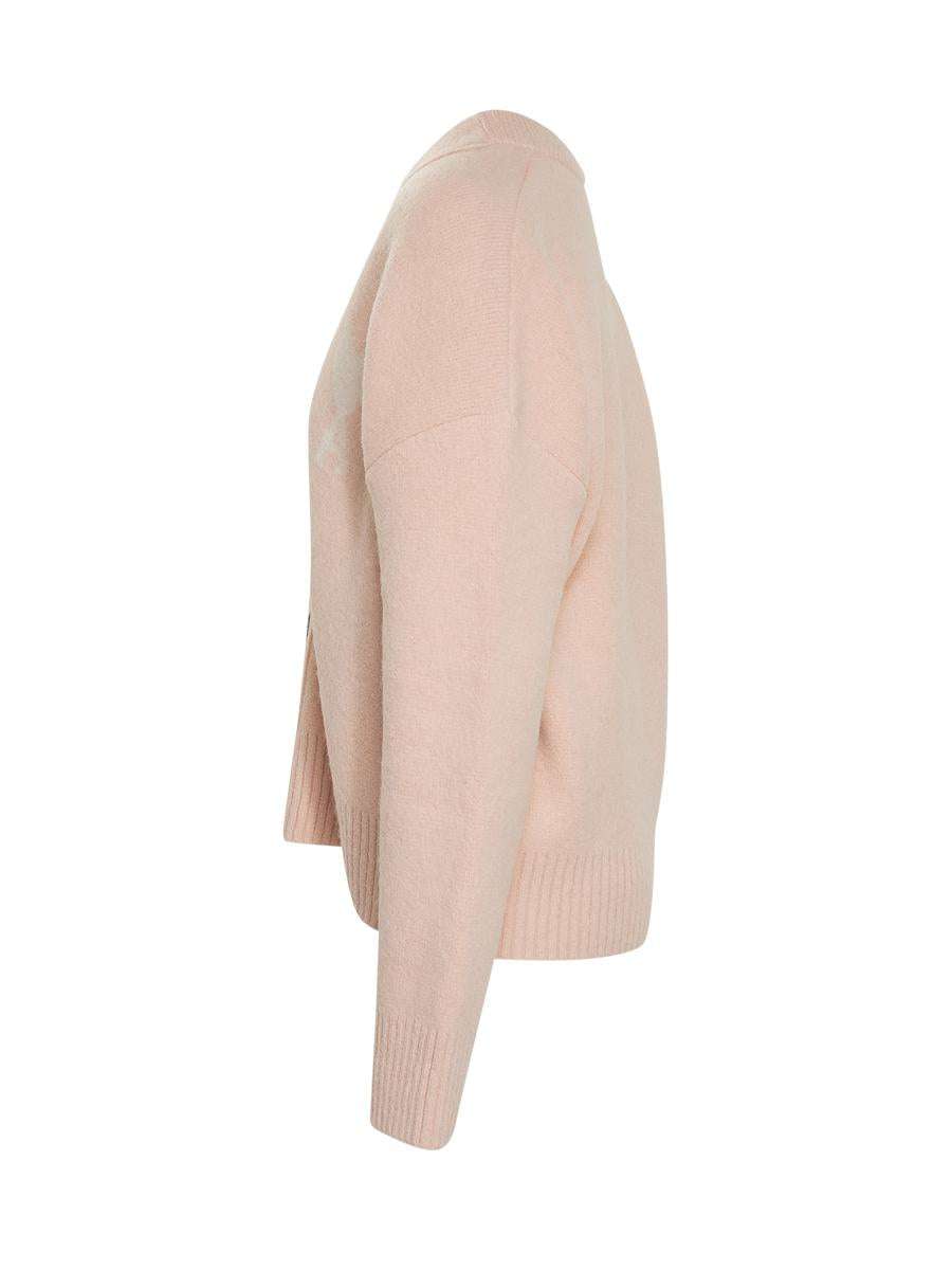 AMI Paris Ami Paris Pink Cardigan With Contrast Logo
