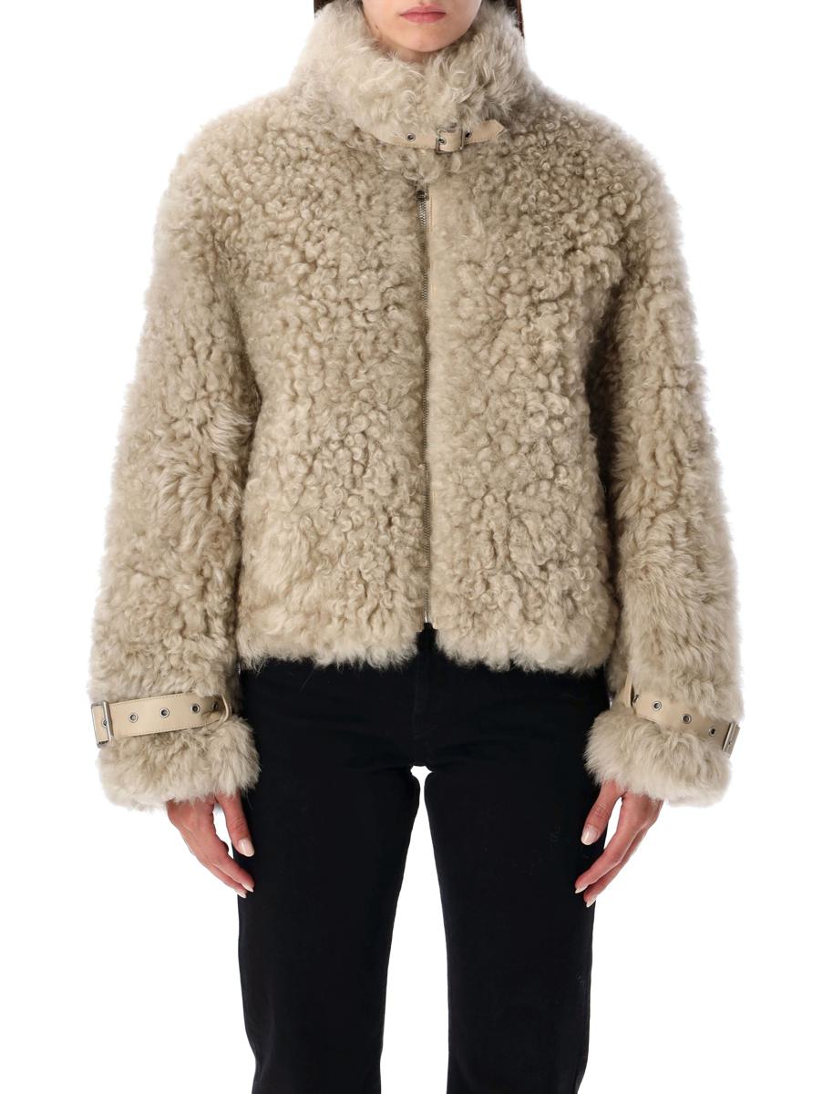 S.W.O.R.D 6.6.44 Beige Shearling Jacket With High Collar