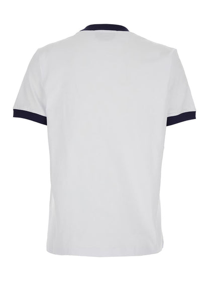 White Crewneck T-Shirt With Logo Print On The Front In Cotton Woman