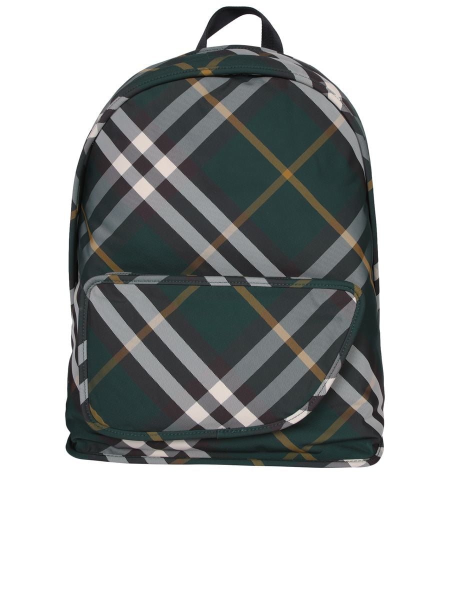 Burberry Check Motif Nylon Backpack