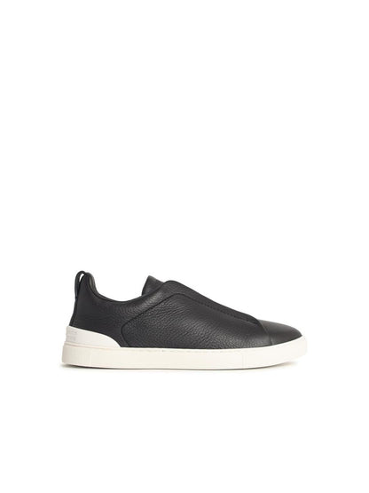Zegna 'Triple Stitch' Brown Leather Sneakers