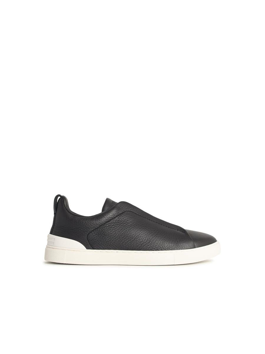 Zegna 'Triple Stitch' Brown Leather Sneakers
