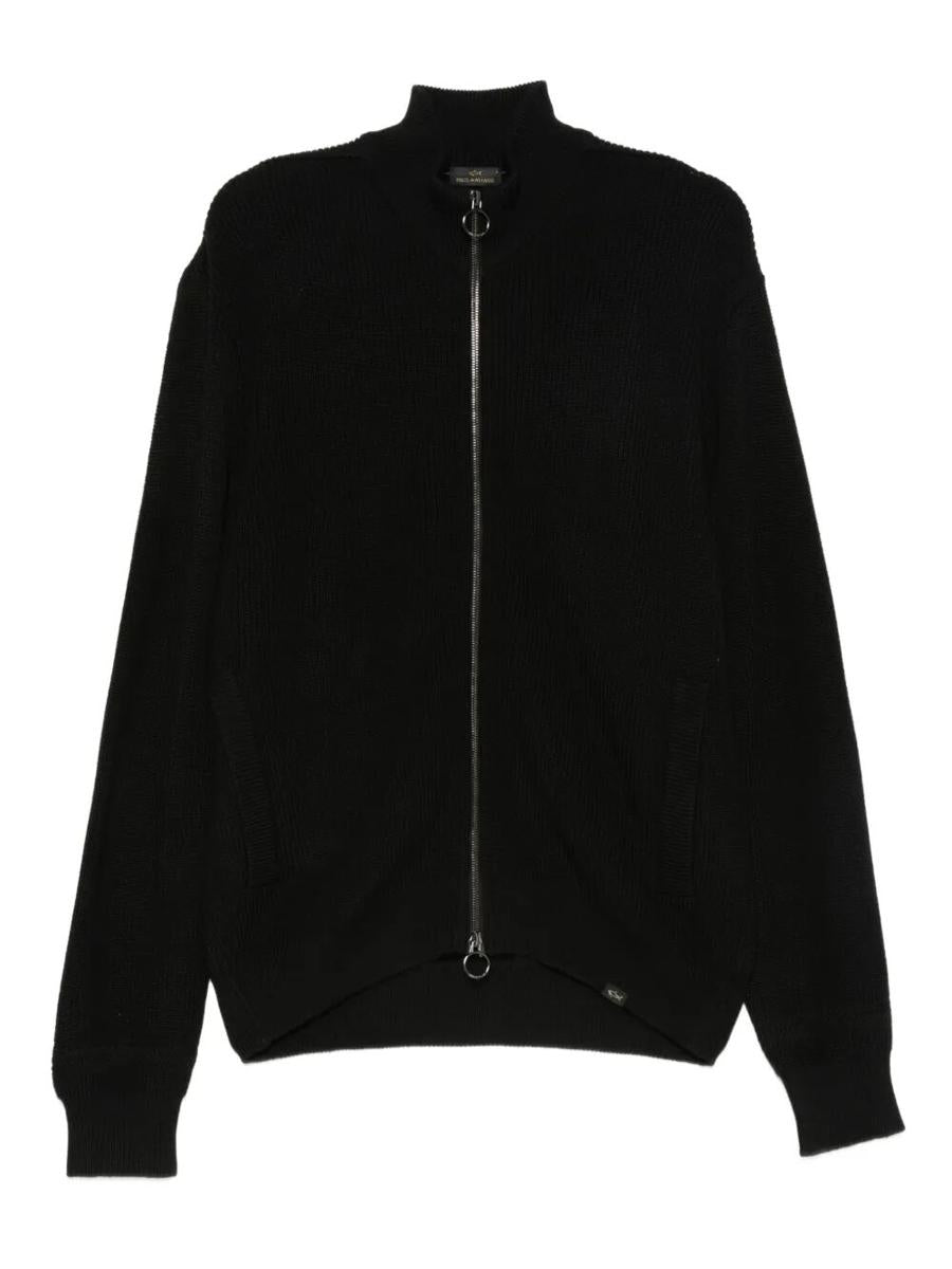 Paul & Shark Ribbed Zip-Up High-Neck Cardigan Clothing