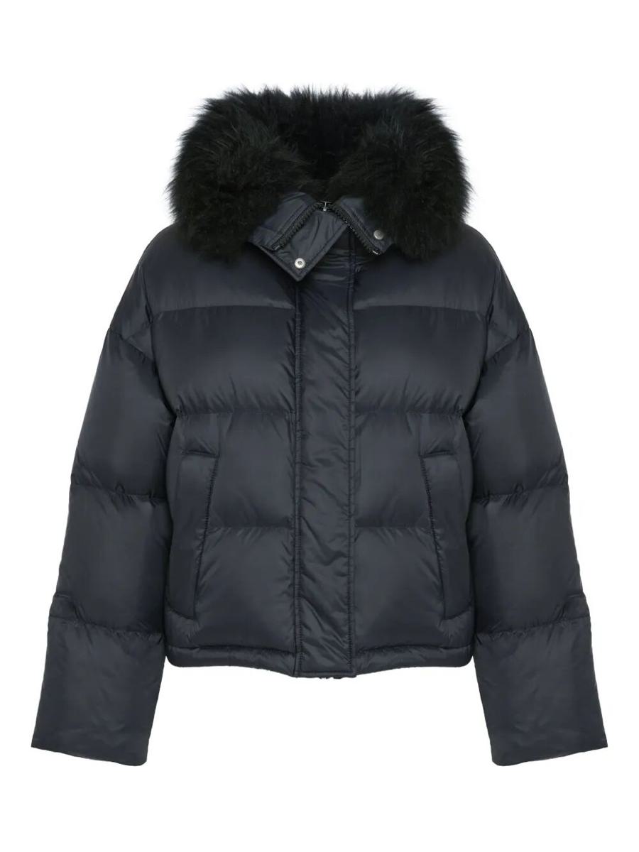 Yves Salomon Doushort Down Jacket Fluffy Lambswool Trimdoune 60Cm Clothing
