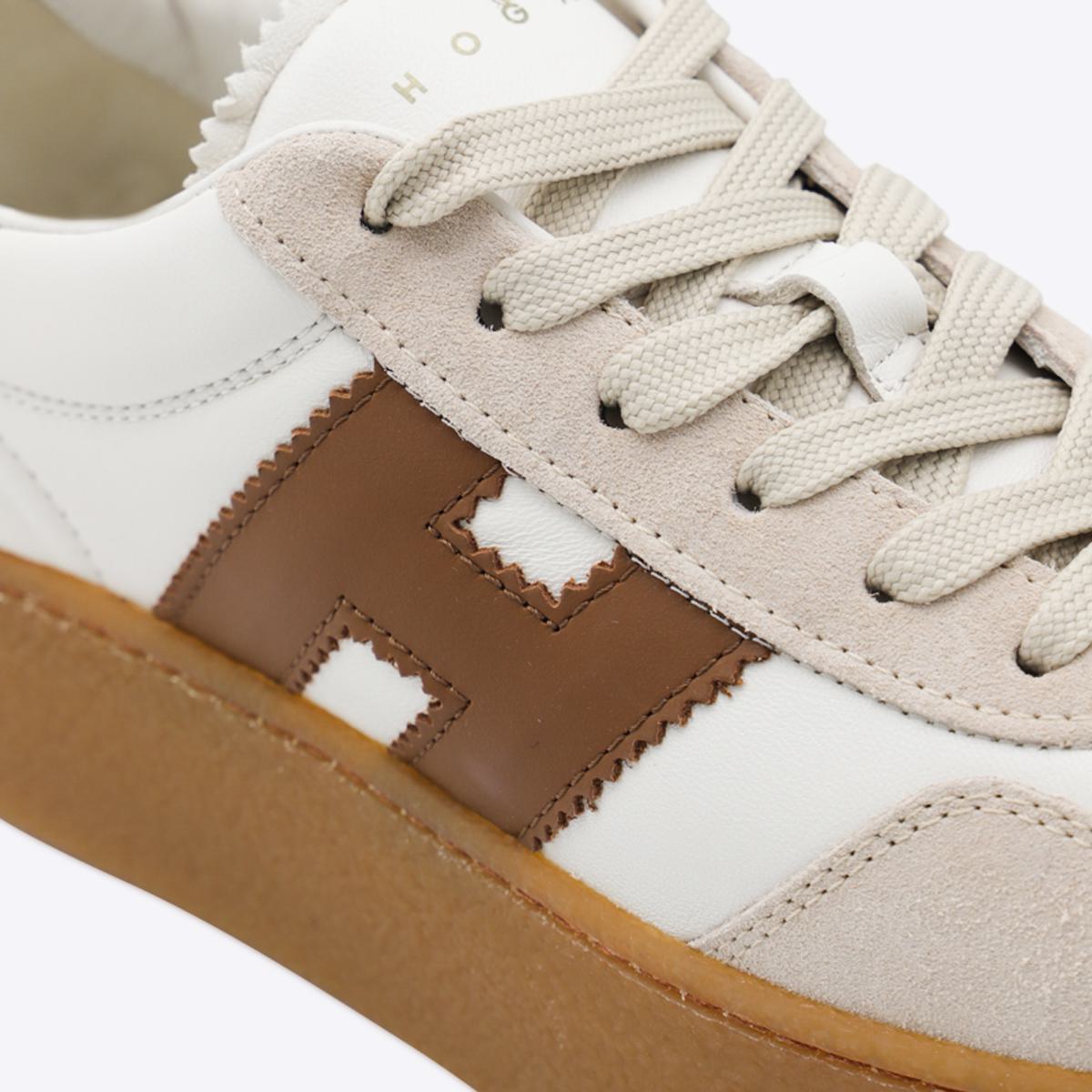Hogan White And Brown Leather Sneakers