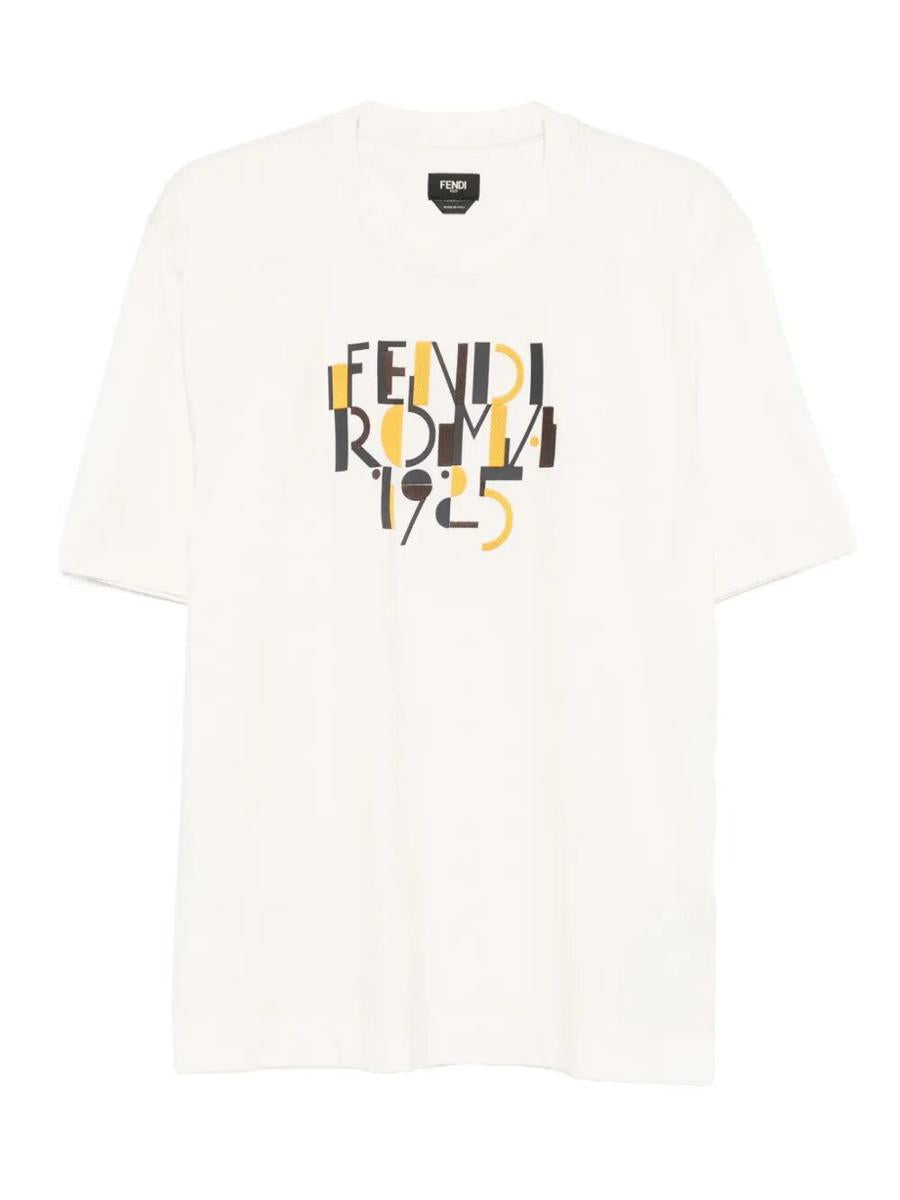 Fendi Roma 1925 Print Cotton T-Shirt Clothing