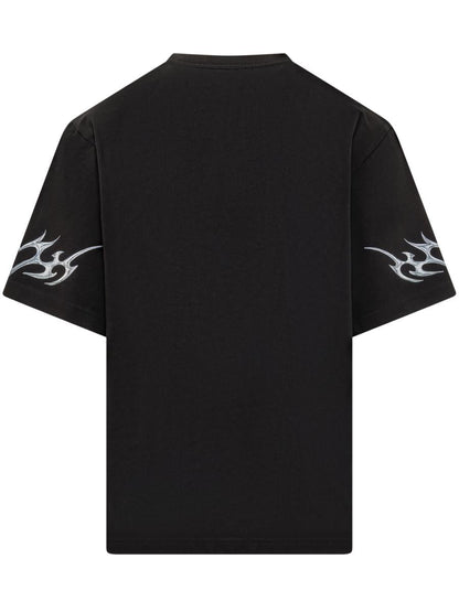 Casablanca Casablanca Black T-Shirt With Floral And Tribal Print
