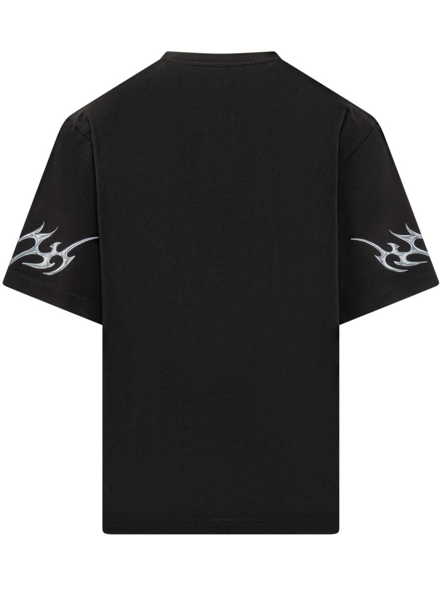 Casablanca Casablanca Black T-Shirt With Floral And Tribal Print