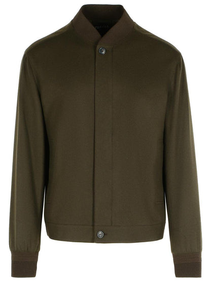Zegna Chocolate Cashmere Bomber Jacket