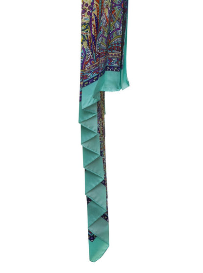 Light Blue Pleated Shawls In Silk Woman
