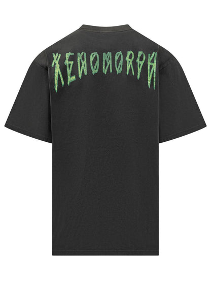 M44 Label Group Black Oversized 44 Label Group T-Shirt With Green Logo
