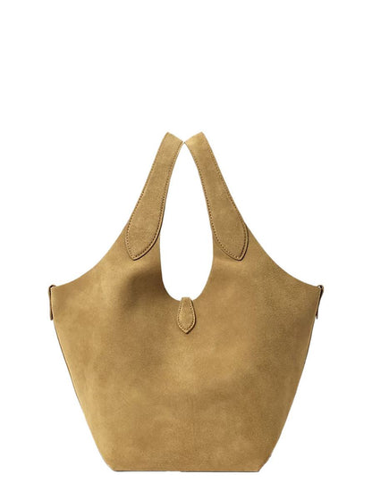 'Polo Play' Brown Shoulder Bag With Pony Embroidery On The Front And Two Top Handles In Suede Woman