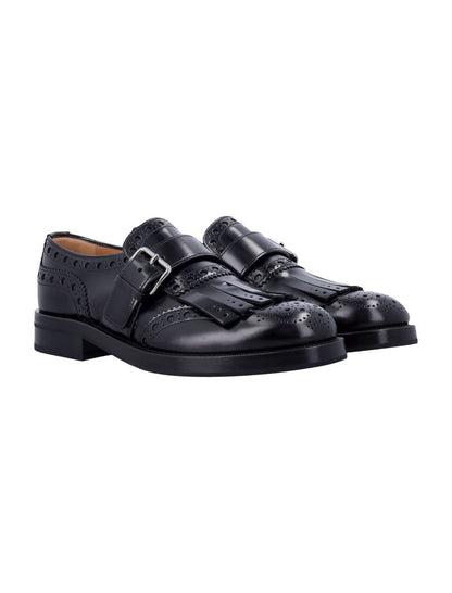 Church'S Black Leather Monk Strap Brogues